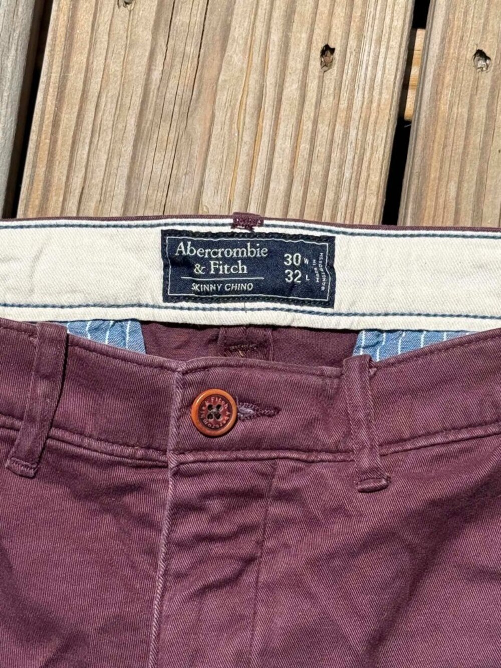 Abercrombie Mens Plum Chino Pants 30x32 Skinny Preppy Clean Minimalist 3371